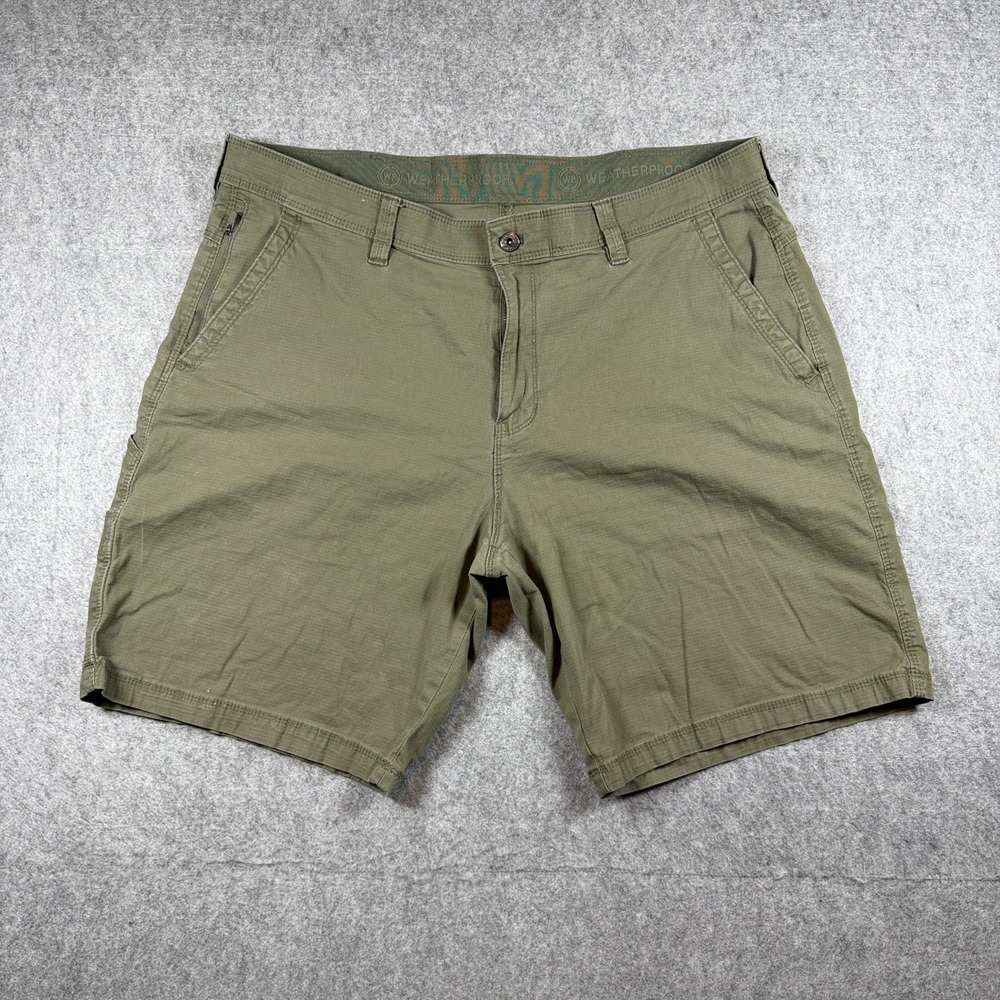 Weatherproof Mens Adventure Ripstop Shorts 40 Soft Olive Stretch Cotton